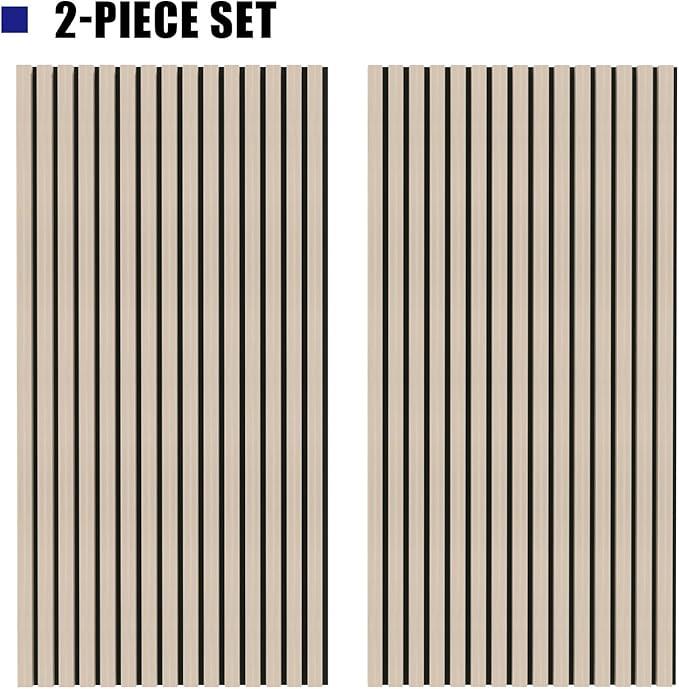 2 PCS wooden slats sound-absorbing panels, 3D groove wood grain sound absorbing panels, stylish decoration, significant noise reduction effect, suitable for walls and ceilings (Oak)