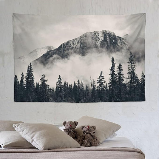 ZhiRain National Parks Tapestry Wall Hanging Canadian Smokey Mountain Cliff Outdoors Scenery Tapestries Home Decor for Living Room Bedroom Apartment Farmhouse Dorm 60"x90"