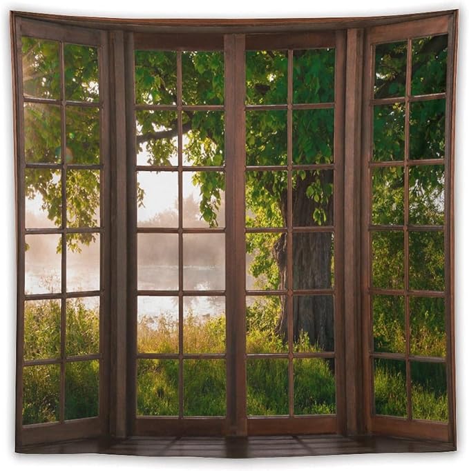 ZhiRain Tree Landscape Tapestry Wall Hanging Green Jungle Trees Nature Scenery Tapestries Home Decor for Living Room Bedroom Apartment Farmhouse Dorm 60"x60"