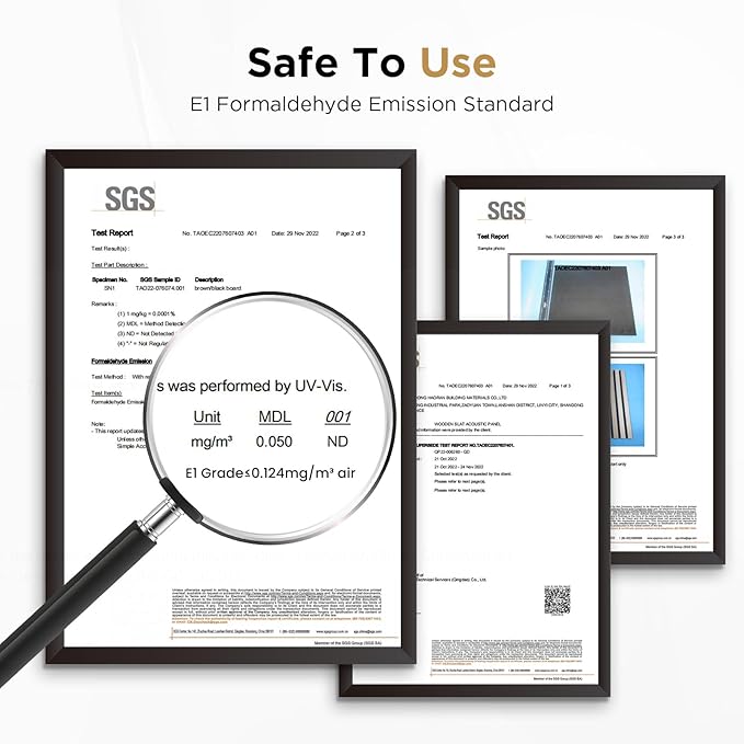 Wood Slat Acoustic Panels, 94" x 12.6" Each Soundpoof Wooden Slat Wall Panel - American Oak, 4 Pack