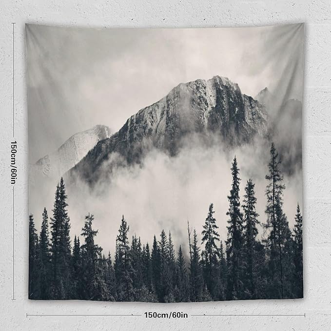 ZhiRain National Parks Tapestry Wall Hanging Canadian Smokey Mountain Cliff Outdoors Scenery Tapestries Home Decor for Living Room Bedroom Apartment Farmhouse Dorm 60"x60"
