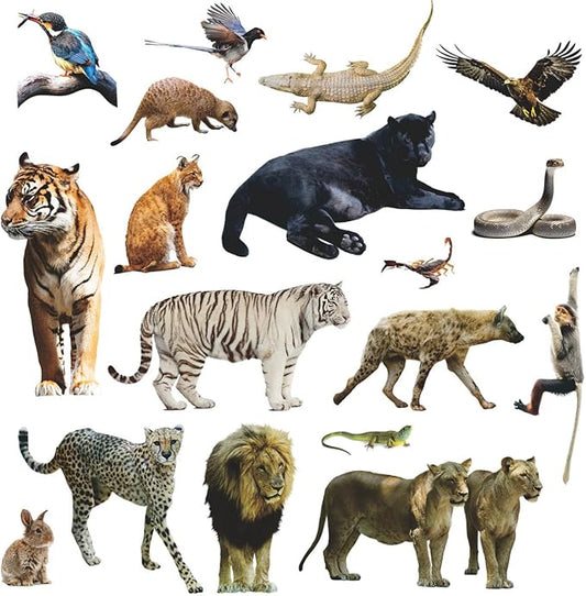 AM AMAONM Removable 3D Nature Jungle Wild Animals Wall Stickers DIY Peel and Stick Safari Tiger Lion Elephant Wall Decals Aniaml Wall Art Decor for Kids Baby Bedroom Nursery Living Room (Wild Animal)