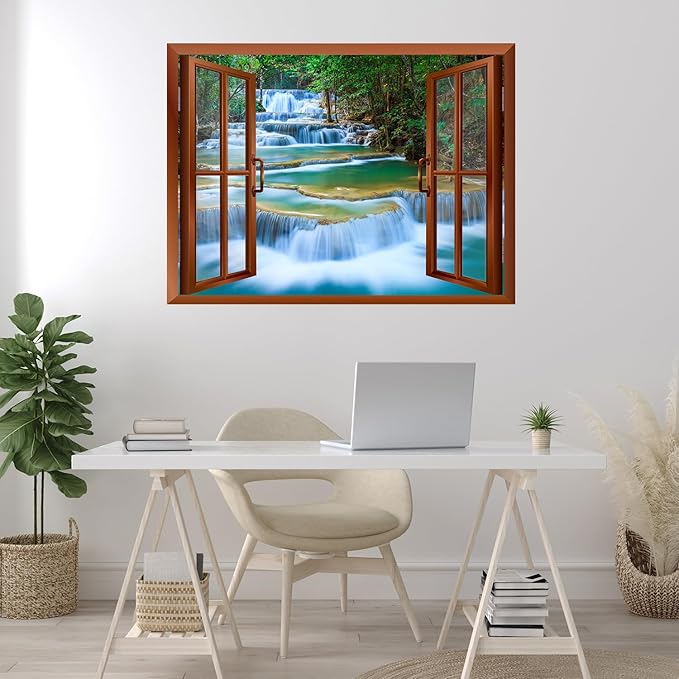 wall26 Cascading Waterfalls in Tropical Forest Removable Wall Sticker Wall Mural - 36"x48"