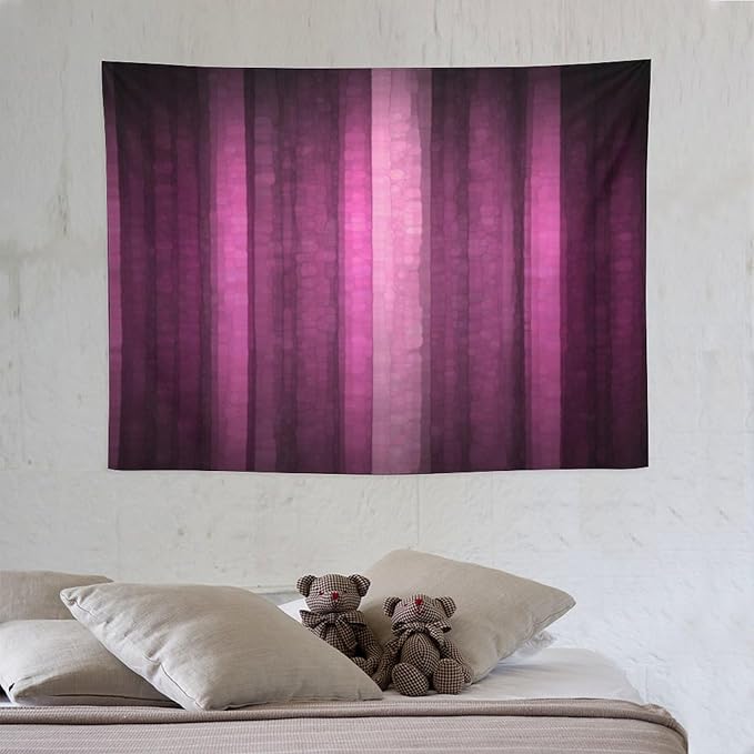 ZhiRain Pink Striped Tapestry Wall Hanging Hot Pink Neon Cute Abstract Mosaic Glass Texture And Dark Stripe Art Tapestries Home Decor for Living Room Bedroom Apartment Farmhouse 30"x40"
