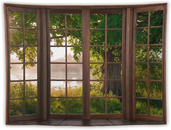 ZhiRain Tree Landscape Tapestry Wall Hanging Green Jungle Trees Nature Scenery Tapestries Home Decor for Living Room Bedroom Apartment Farmhouse Dorm 60"x80"