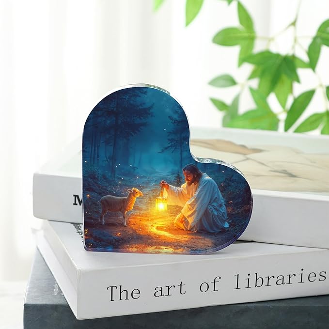 "Christian Appreciation Gifts For Women Plaque - Inspirational Jesus and Lamb Decor, Spiritual Gift for Women, Ideal for Birthdays, Baptism, or Home Decorations, Perfect for Mom, Sister, Friend, or Coworker, Religious Keepsake for Females" (4"x4")D-239