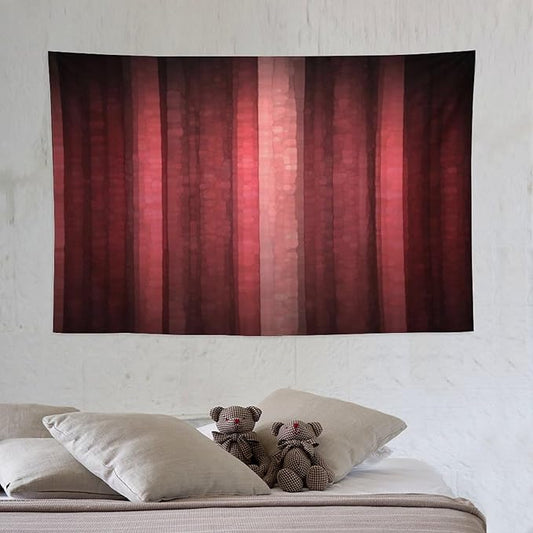 ZhiRain Red Striped Tapestry Wall Hanging Burgundy Marron Modern Vintage Abstract Mosaic Glass Texture And Dark Stripe Tapestries Home Decor for Living Room Bedroom Apartment Farmhouse 40"x60"