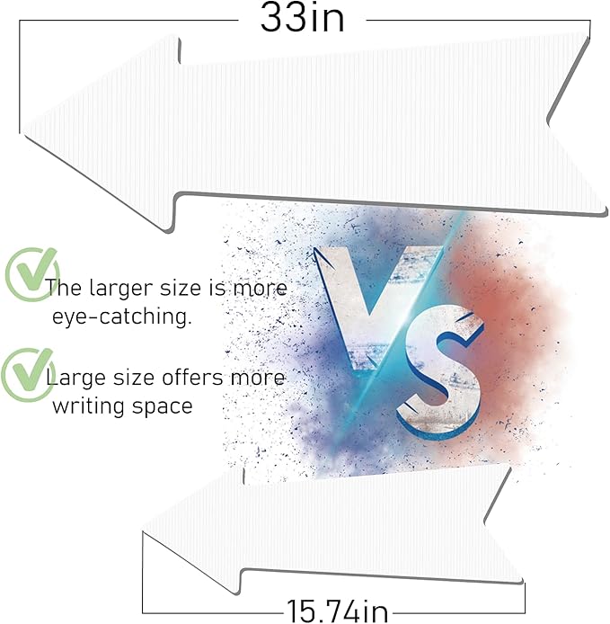 ‌Jumbo 6-Pack Blank Arrow Yard Signs with Stakes - 33x12 Oversized Wedding Directional Signs, Birthday Party Decorations, This Way Arrow Signs for Outdoor Events, Reusable Yard Markers