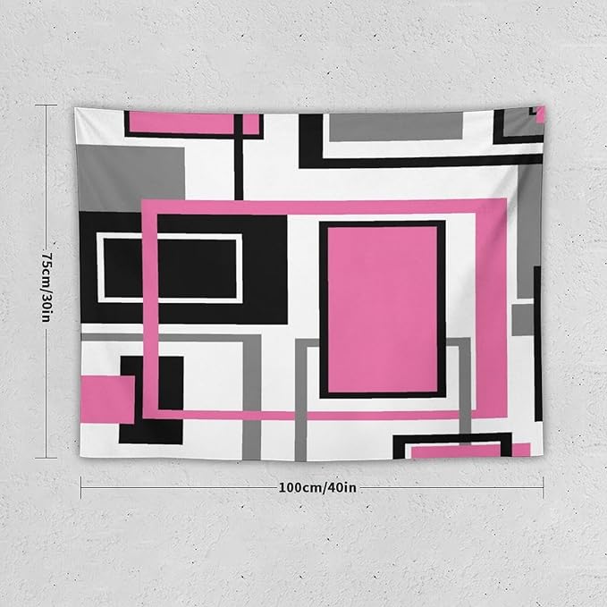 ZhiRain Modern Pink Tapestry Wall Hanging Geometric Pink Gray Black Tapestries Home Decor for Living Room Bedroom Farmhouse Apartment Dorm 30"x40"