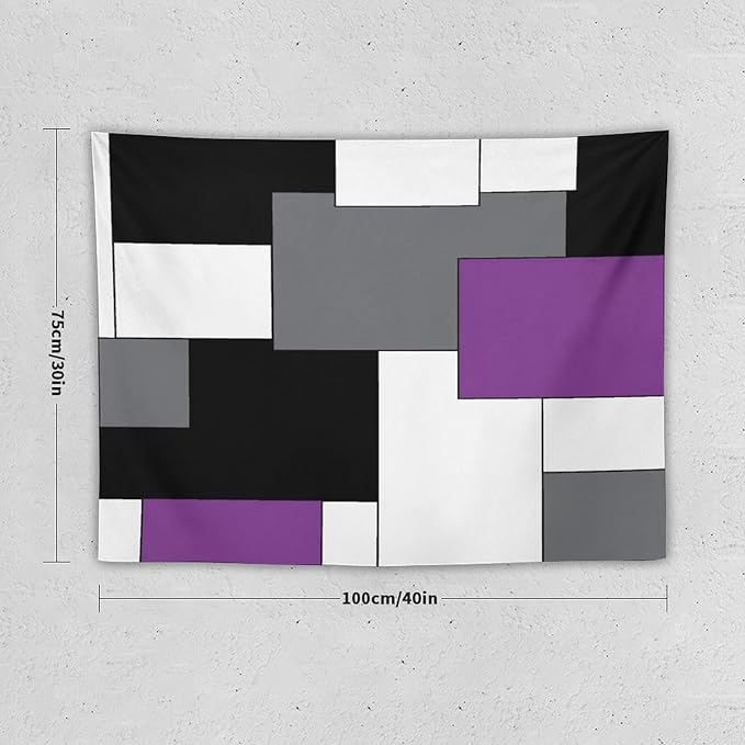 ZhiRain Black,Grey,Purple,White Tapestry Wall Hanging Geometry Pattern Digital Print Multicolor Tapestries Home Decor for Living Room Bedroom Farmhouse Apartment Dorm 30"x40"