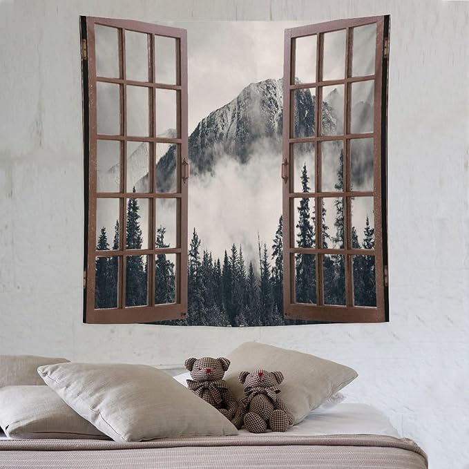 ZhiRain National Parks Landscape Tapestry Wall Hanging Canadian Smokey Mountain Cliff Outdoors Scenery Tapestries Home Decor for Living Room Bedroom Apartment Farmhouse Dorm 60"x60"