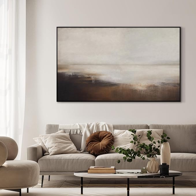 36"x60" XL Framed Wall Art - Decor Landscape Neutral Toned Horizon (Frame Assembly Required)