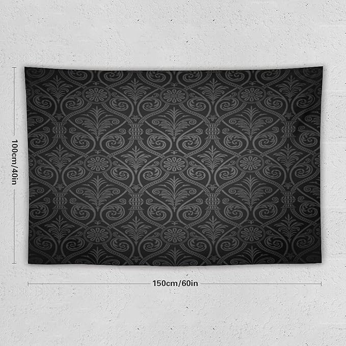 ZhiRain Damask Tapestry Wall Hanging Antique Baroque Pattern with Mild Ombre Shade Gothic Victorian Style Tapestries Home Decor for Living Room Bedroom Farmhouse Apartment Dorm 40"x60"