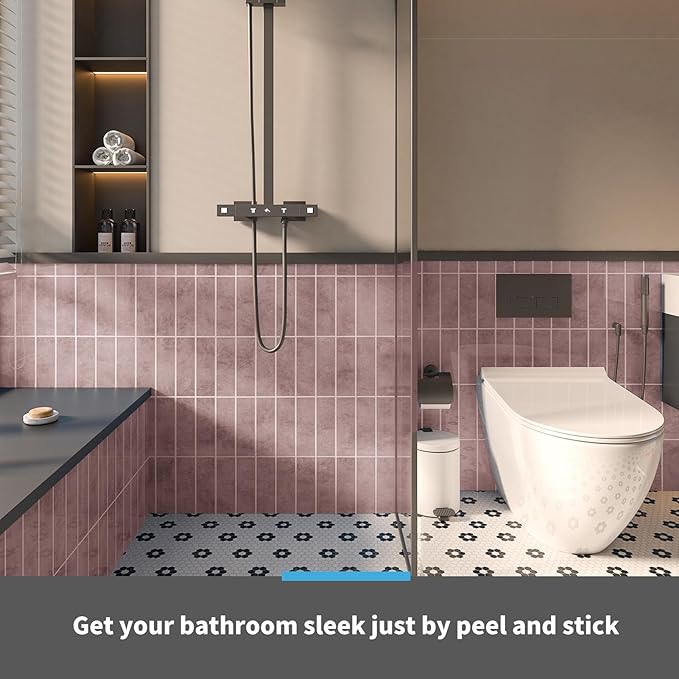 Art3d 10-Sheet Faux Marble Peel and Stick Backsplash Tile for Kitchen Wall Bathroom Countertops, 11.4 inch x 9.1 inch Stick-on Glazed-Ceramic Finish Resist to Water, Heat and Scratches, Pink