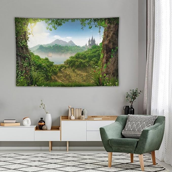 ZhiRain Fantasy Forest Tapestry Wall Hanging Beautiful Enchanting Fairy Tale Woodland Tapestries Home Decor for Living Room Bedroom Farmhouse Apartment Dorm 40"x60"