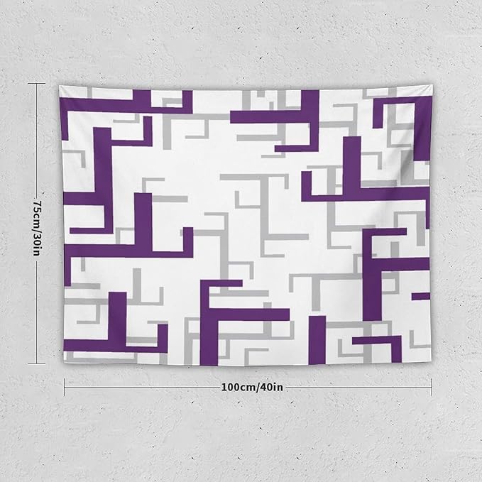 ZhiRain Purple And White Tapestry Wall Hanging Modern Geometric Spa Tapestries Home Decor for Living Room Bedroom Farmhouse Apartment Dorm 30"x40"