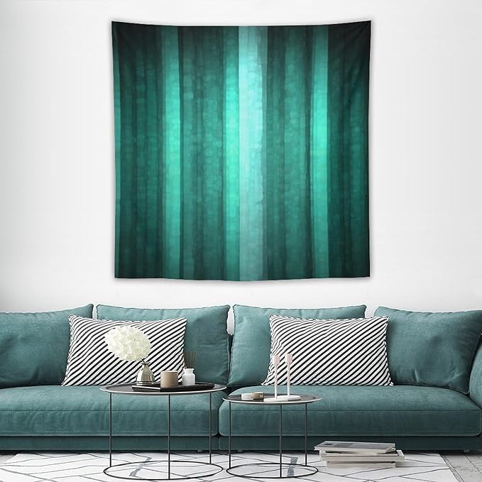ZhiRain Teal Tapestry Wall Hanging Cool Glass Texture Ombre Turquoise Abstract Modern Tapestries Home Decor for Living Room Bedroom Apartment Farmhouse Dorm 60"x60"