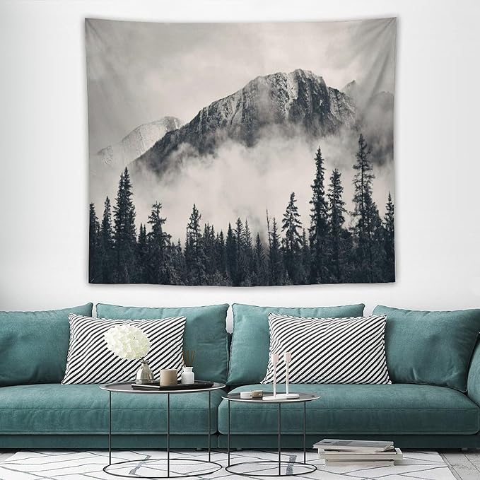 ZhiRain National Parks Tapestry Wall Hanging Canadian Smokey Mountain Cliff Outdoors Scenery Tapestries Home Decor for Living Room Bedroom Apartment Farmhouse Dorm 50"x60"