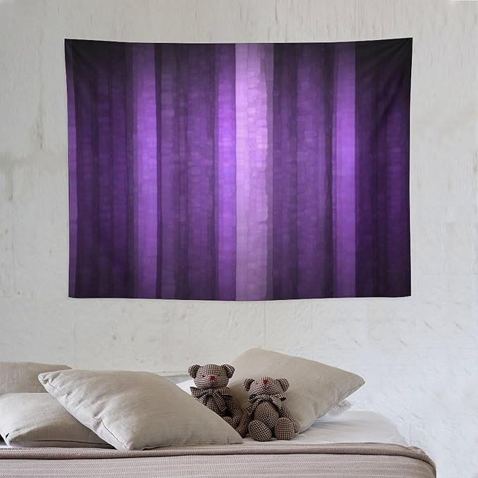 ZhiRain Purple Striped Tapestry Wall Hanging Abstract Mosaic Glass Texture And Dark Stripe Modern Neon Purple Art Tapestries Home Decor for Living Room Bedroom Apartment Farmhouse 30"x40"