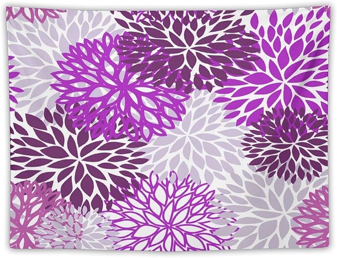 ZhiRain Dahlia Flower Tapestry Wall Hanging Purple Abstract Floral Chrisanthemum Pattern Tapestries Home Decor for Living Room Bedroom Farmhouse Apartment Dorm 30"x40"