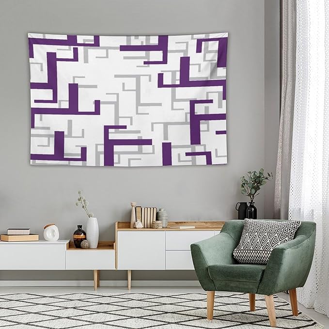ZhiRain Purple And White Tapestry Wall Hanging Modern Geometric Spa Tapestries Home Decor for Living Room Bedroom Farmhouse Apartment Dorm 40"x60"