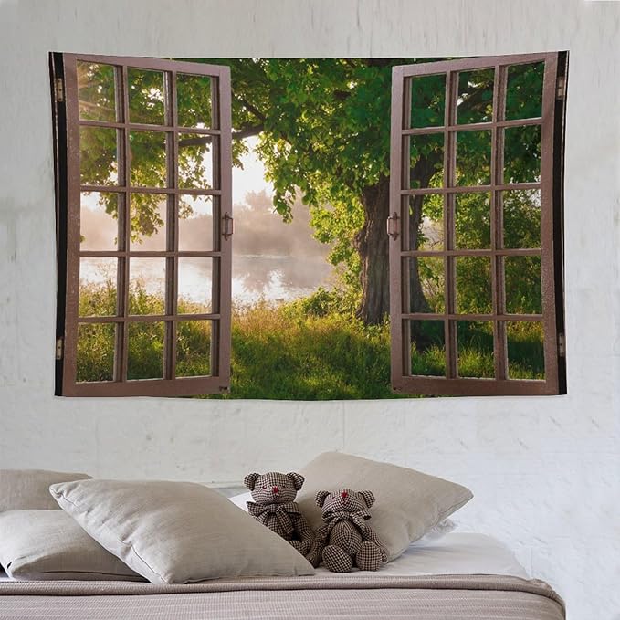 ZhiRain Tree Tapestry Wall Hanging Green Jungle Trees Nature Landscape Tapestries Home Decor for Living Room Bedroom Apartment Farmhouse Dorm 60"x90"