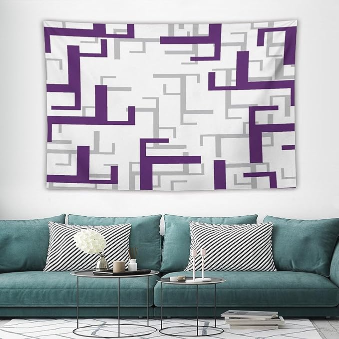 ZhiRain Purple And White Tapestry Wall Hanging Modern Geometric Spa Tapestries Home Decor for Living Room Bedroom Farmhouse Apartment Dorm 40"x60"