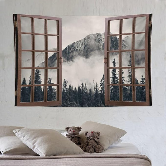 ZhiRain National Parks Landscape Tapestry Wall Hanging Canadian Smokey Mountain Cliff Outdoors Scenery Tapestries Home Decor for Living Room Bedroom Apartment Farmhouse Dorm 60"x90"