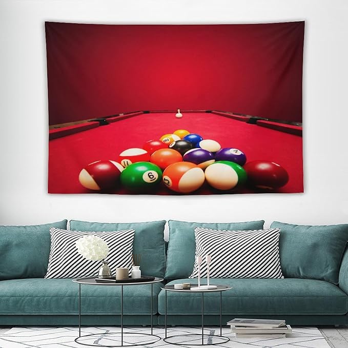 ZhiRain Billiard Tapestry Wall Hanging Recreational Indoor Billiards Game Printed Tapestries Home Decor for Living Room Bedroom Farmhouse Apartment Dorm 60"x90"