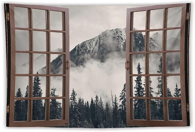 ZhiRain National Parks Landscape Tapestry Wall Hanging Canadian Smokey Mountain Cliff Outdoors Scenery Tapestries Home Decor for Living Room Bedroom Apartment Farmhouse Dorm 60"x90"