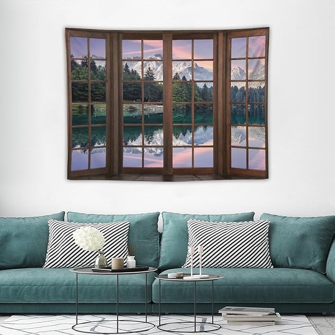 ZhiRain Beautiful Highlands Landscape Tapestry Wall Hanging Mountains Lake Colorful Sky Sunny Day Sunset Tapestries Home Decor for Living Room Bedroom Apartment Farmhouse Dorm 30"x40"