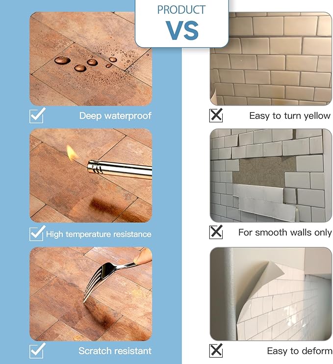 10-Pack Peel and Stick Tile Backsplash 12"X12" PVC Wall Tiles, Stick on Backsplash for Kitchen, Bathroom Tile, Fireplace Décor, Laundry Table, Stair Decals in Copper Metal