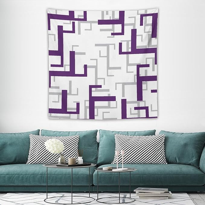 ZhiRain Purple And White Tapestry Wall Hanging Modern Geometric Spa Tapestries Home Decor for Living Room Bedroom Farmhouse Apartment Dorm 60"x60"