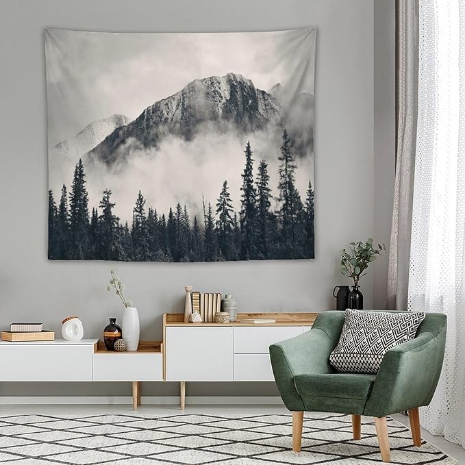 ZhiRain National Parks Tapestry Wall Hanging Canadian Smokey Mountain Cliff Outdoors Scenery Tapestries Home Decor for Living Room Bedroom Apartment Farmhouse Dorm 50"x60"
