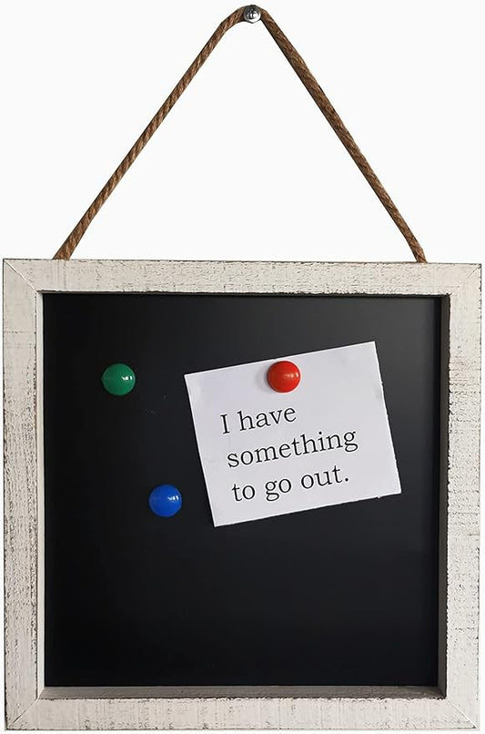 16''x12'' Wood Framed Chalkboard for Wall Home Decorative Chalk Board for Shool,Office,Wedding and Menu. (White, 11''x11'')