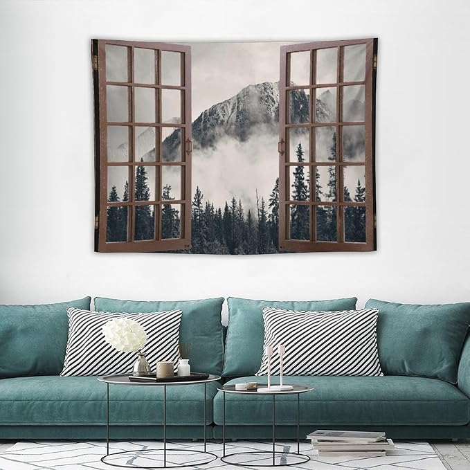 ZhiRain National Parks Landscape Tapestry Wall Hanging Canadian Smokey Mountain Cliff Outdoors Scenery Tapestries Home Decor for Living Room Bedroom Apartment Farmhouse Dorm 30"x40"
