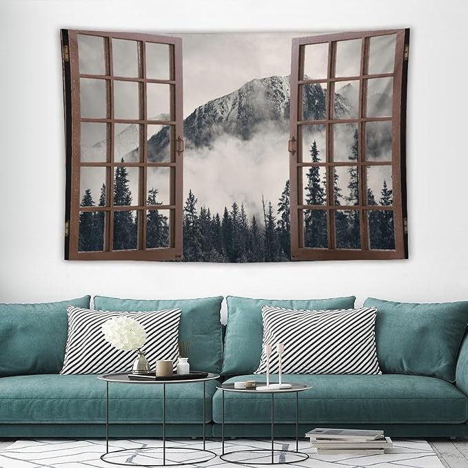 ZhiRain National Parks Landscape Tapestry Wall Hanging Canadian Smokey Mountain Cliff Outdoors Scenery Tapestries Home Decor for Living Room Bedroom Apartment Farmhouse Dorm 40"x60"