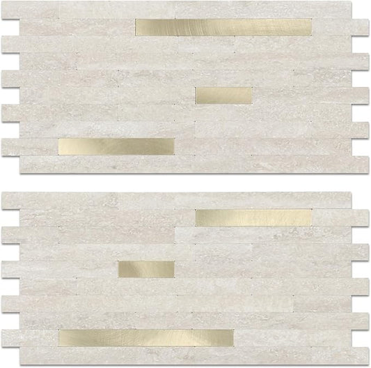 Yipscazo 2026 New Upgrade PVC Wall Tiles Stick on Tiles for Backsplash Kitchen, Bathroom, Laundry Room, Camper, Fireplace (40 Sheets, Beige Cave Stone)
