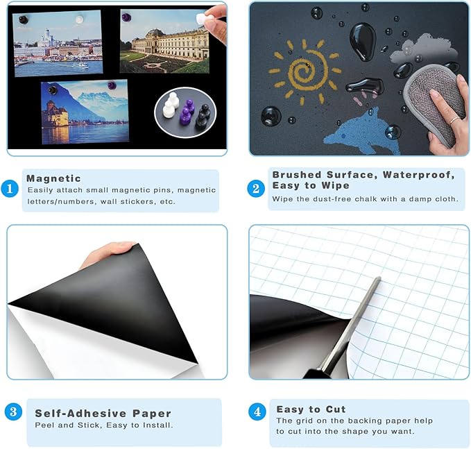 YOUNGJQ Large Magnetic Chalkboard Surface 100" x 47" Self Adhesive & Matte Surface Blackboard Wallpaper Peel and Stick Wall Decal Roll for Starter Kit Home School