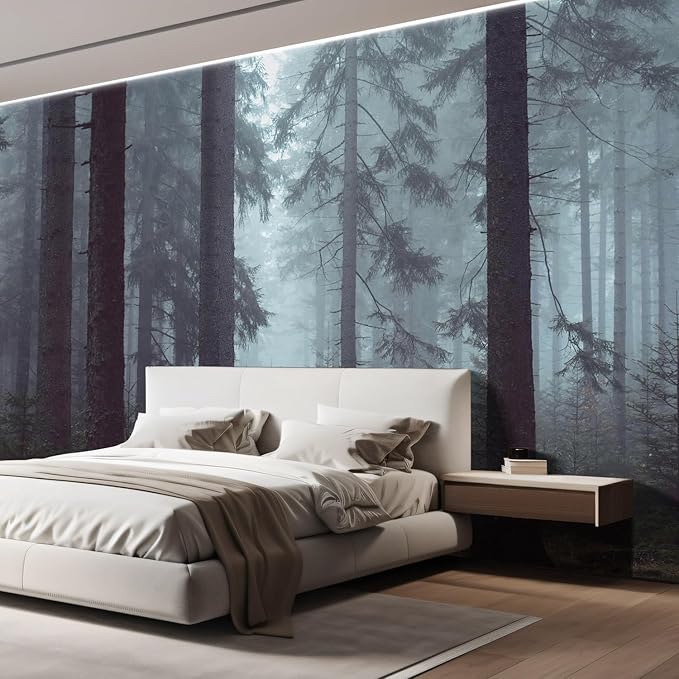 wall26 Foggy Pin Forest Removable Wall Mural Self-Adhesive Large Wallpaper - 66x96 inches