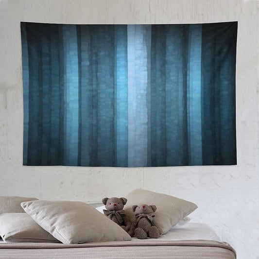 ZhiRain Blue Striped Tapestry Wall Hanging Modern Elegant Neon Blue Abstract Mosaic Glass Texture Dark Stripe Art Tapestries Home Decor for Living Room Bedroom Apartment Farmhouse 60"x90"