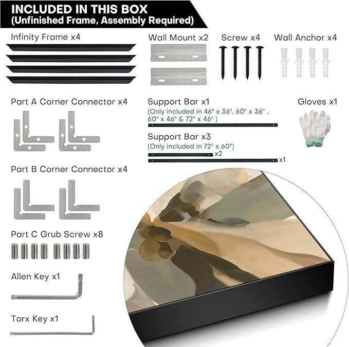 36"x60" XL Framed Wall Art - Decor Floral Earthy Tones and Soft Petals (Frame Assembly Required)