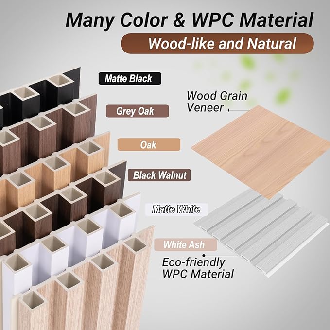 3D Wall Panels for Interior Wall Decor 16 Pack 48"x 6", WPC Matte Black Accent Wall Panels Decorative Covering Wainscoting Panels, Slat Wall Paneling for Bedroom, TV Wall Decor for Living Room