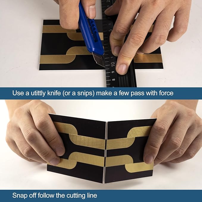 Yipscazo Peel and Stick backsplash 3 x 6 Inches 3D PVC Composite Wall Tile Stick on Backsplash Tile for Kitchen Bathroom, Laundry Room, Fireplace(Black with Gold, 32 Pieces)