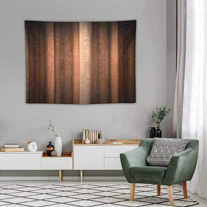 ZhiRain Brown Gradient Tapestry Wall Hanging Cool Glass Texture And Vintage Stripe Art Tapestries Home Decor for Living Room Bedroom Apartment Farmhouse Dorm 30"x40"
