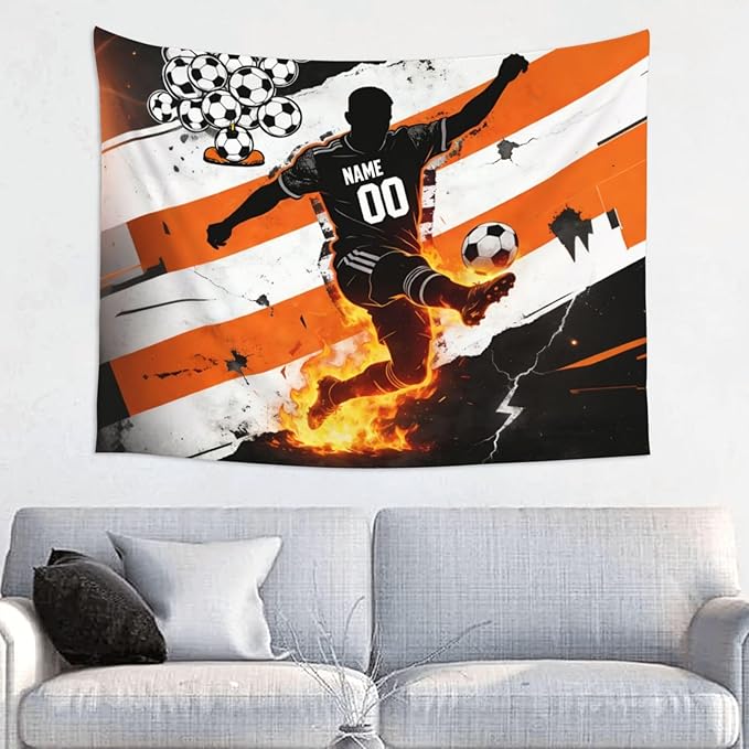 Zufygsni Personalized Sports Theme Wall Tapestry Custom Name With Number Decor For Bedroom Room And Dorm