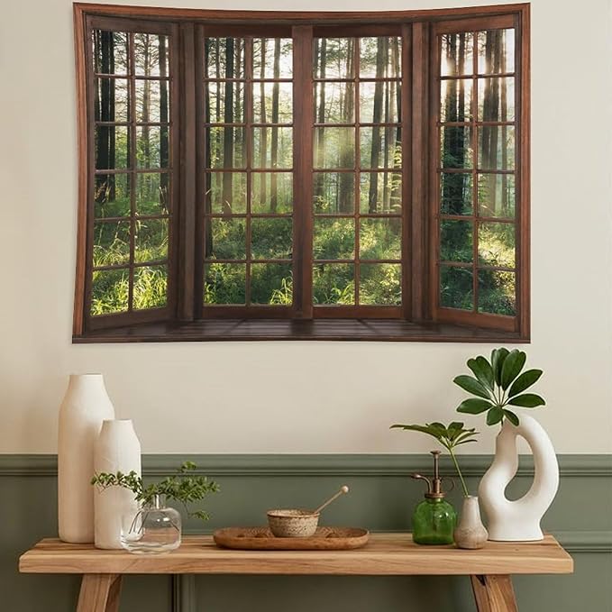 ZhiRain Forest Tree Landscape Tapestry Wall Hanging Nature Sunshine Tree Green Fresh Woodland Scenery Tapestries Home Decor for Living Room Bedroom Apartment Farmhouse Dorm 30"x40"