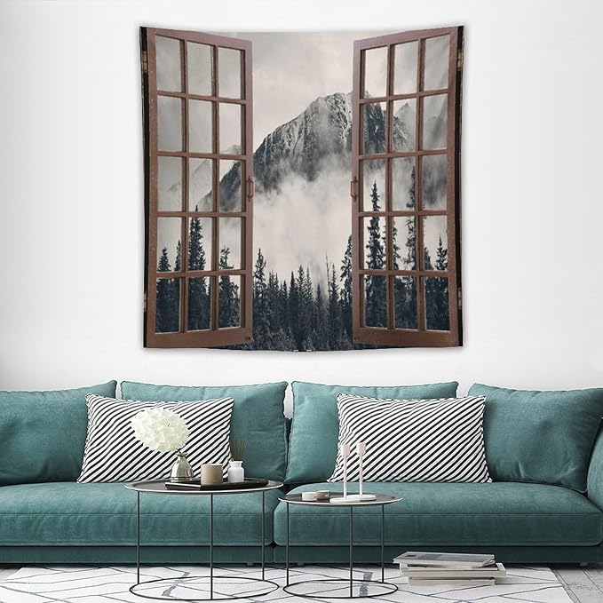 ZhiRain National Parks Landscape Tapestry Wall Hanging Canadian Smokey Mountain Cliff Outdoors Scenery Tapestries Home Decor for Living Room Bedroom Apartment Farmhouse Dorm 60"x60"