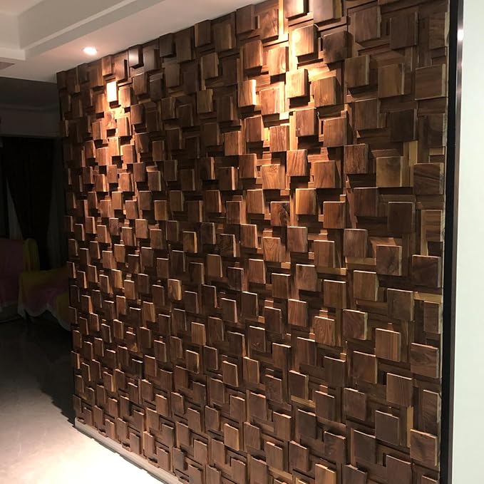 3D Black Walnut Solid Wood Wall Panel Decoration. Interior Wood Grain Decoration. Natural Wood Color. Textures for Interior Design.(1 Pack=11 Pics) Covers 10.66 Sq Ft.