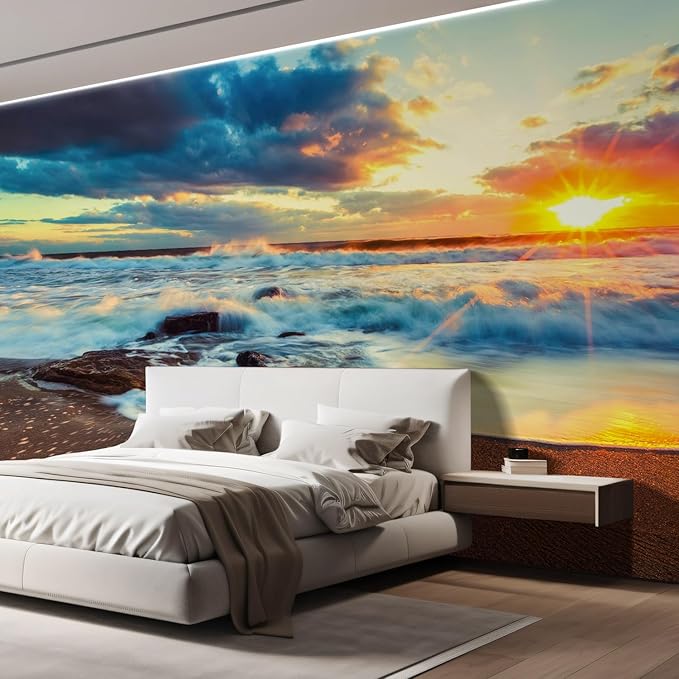 wall26 Beautiful Cloudscape Over The Sea, Sunrise Shot Removable Wall Mural Self-Adhesive Large Wallpaper - 66x96 inches